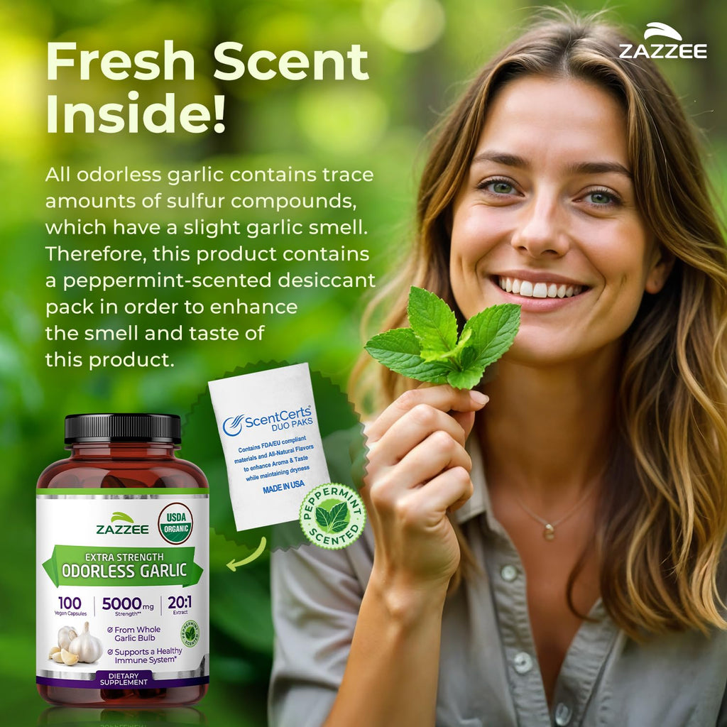 Garlic Extract by Zazzee: Organic Odorless 20:1 Allicin

