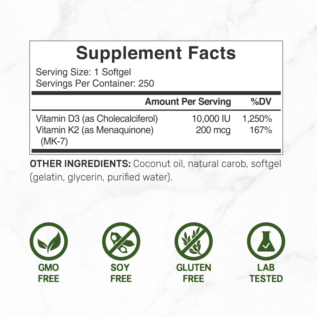Deal Supplement Vitamin D3 K2 MK7 Softgels

