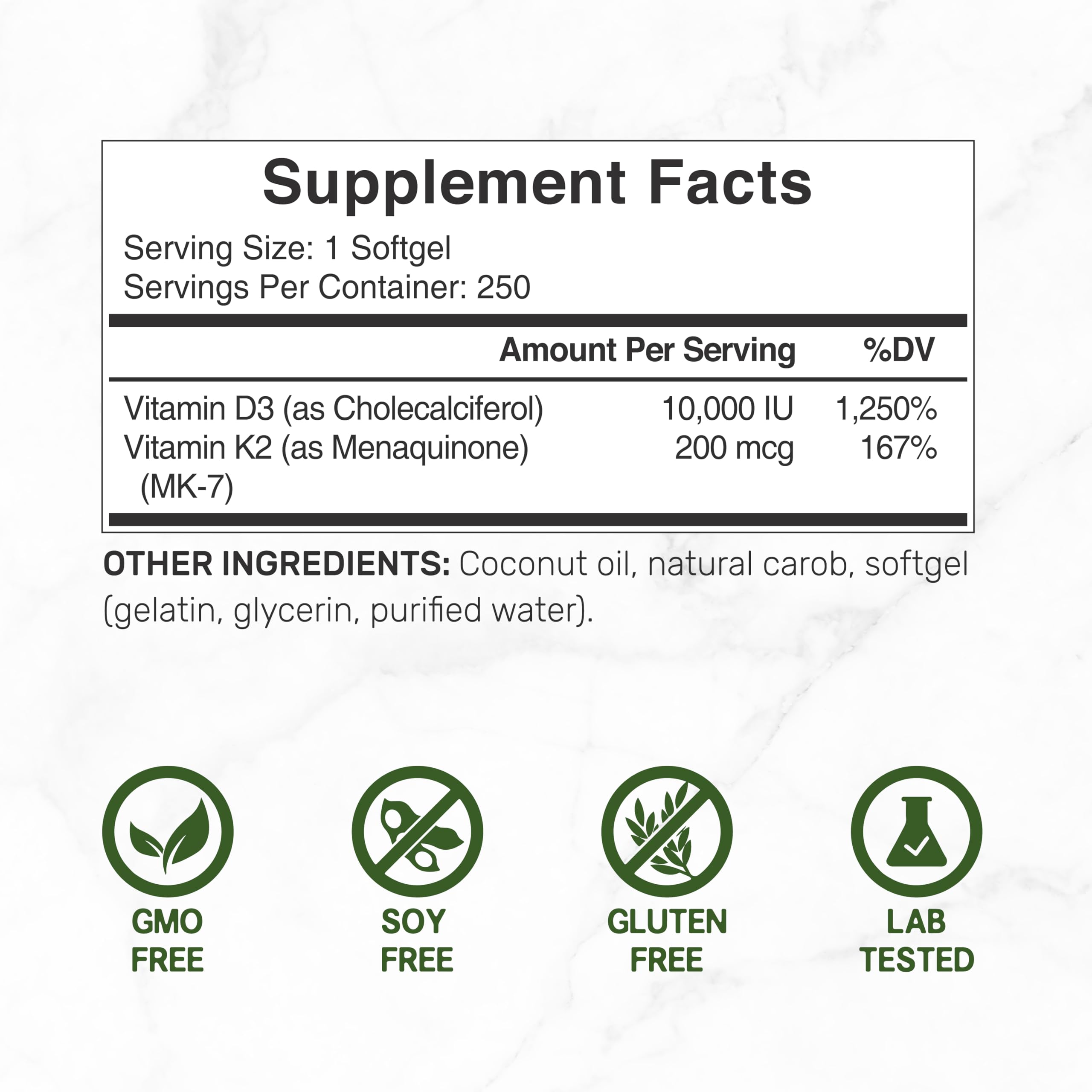Deal Supplement Vitamin D3 K2 MK7 Softgels

