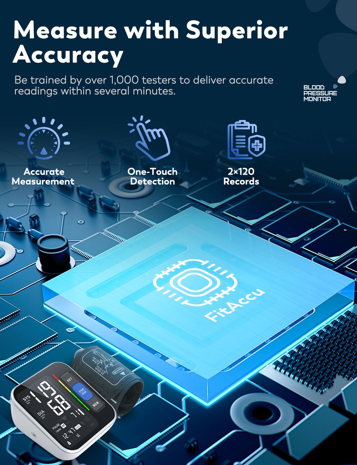 Blood Pressure Monitor for Home Use AI BP HR

