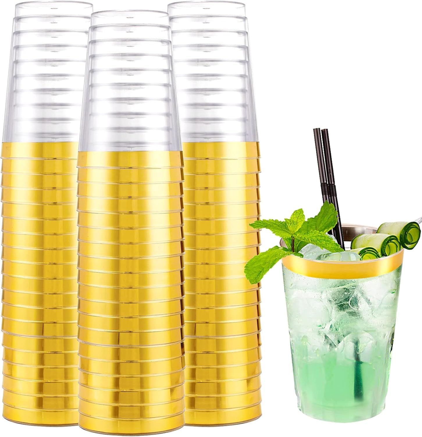 Decorative Rim Disposable Plastic Cups – BPA-Free, Food-Grade