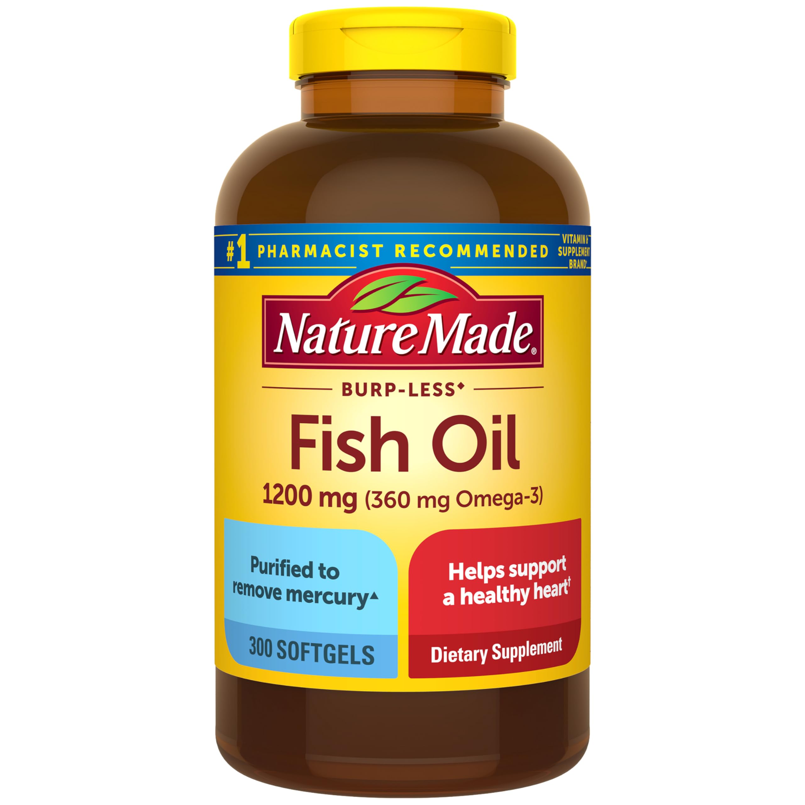 Nature Made Burp Less Fish Oil Omega-3 Softgels

