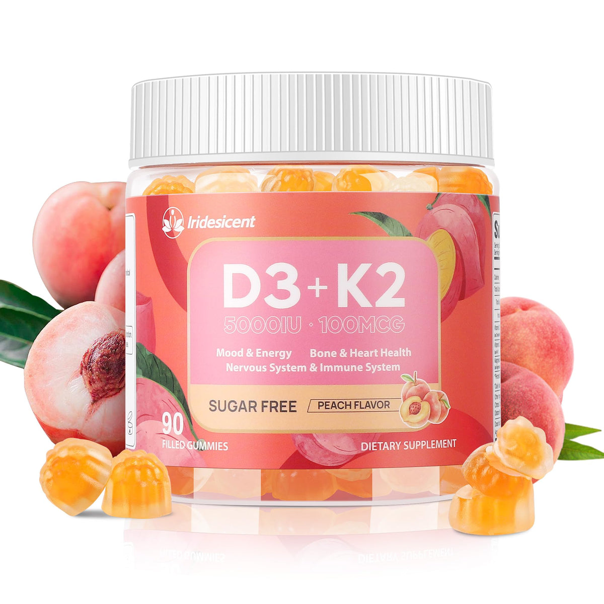 Vitamin D3 K2 Gummies Sugar Free - Vegan D3 K2 Supplement for Bone & Immune Health