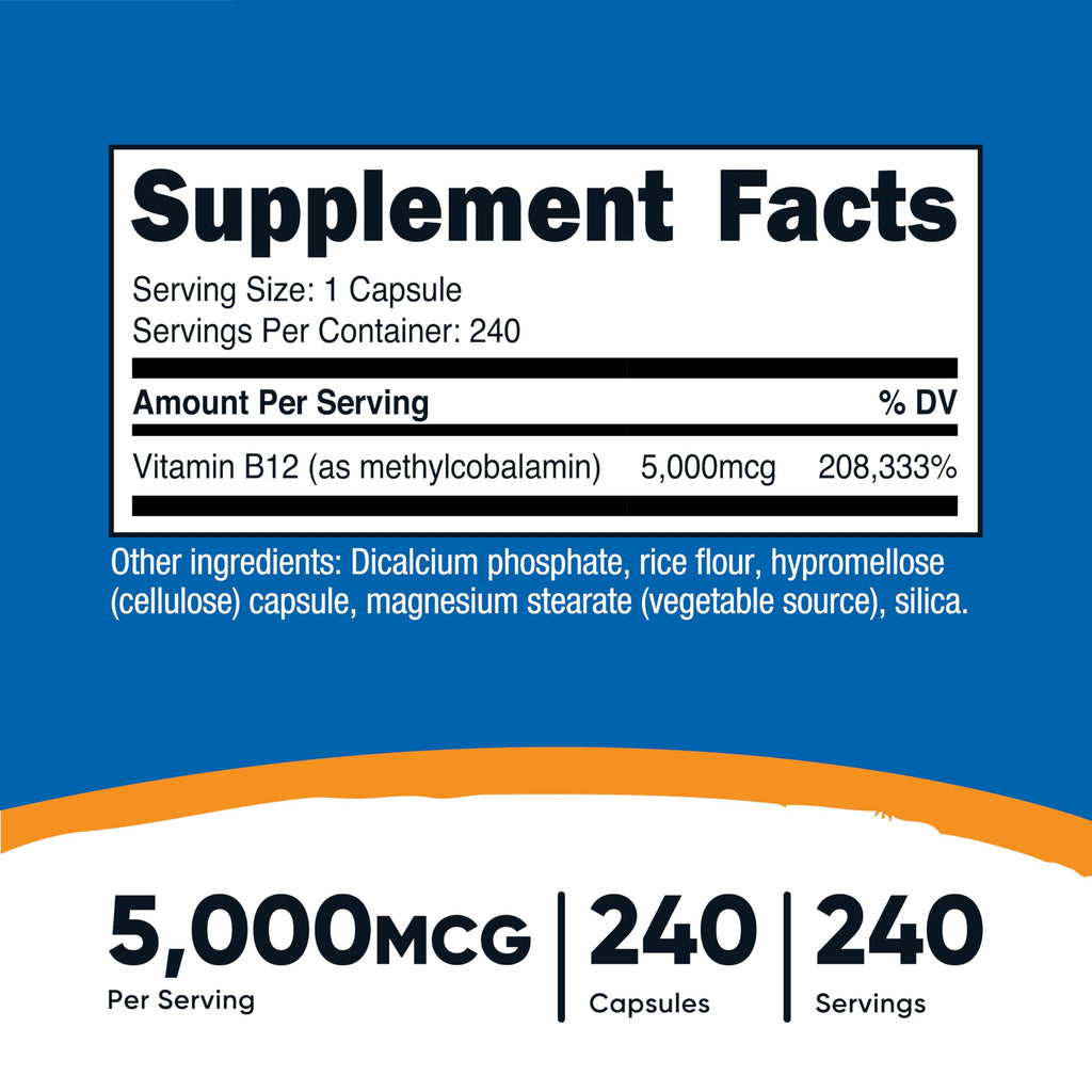Nutricost Vitamin B12 5000mcg | Methylcobalamin Veggie Caps

