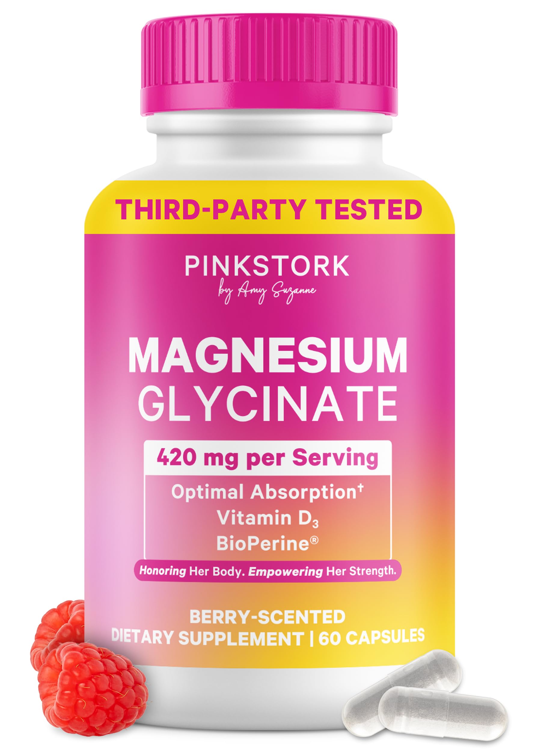 Pink Stork Magnesium Glycinate with Vitamin D Magnesium Supplement for Women