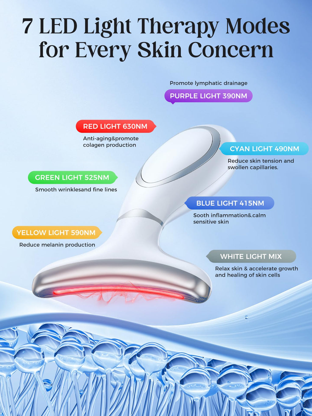 LED Light Therapy Face & Neck Massager - Heat & Vibration

