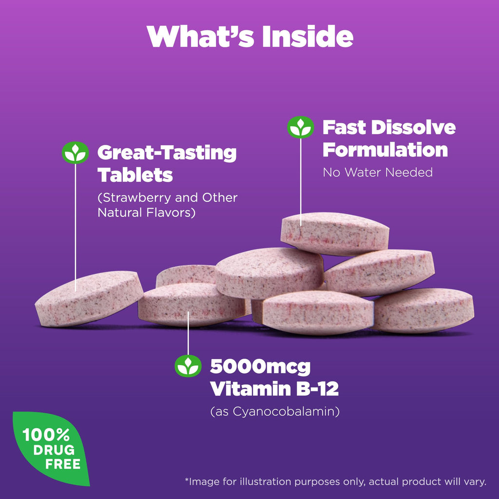 Natrol Vitamin B12 Fast Dissolve 5000 mcg | Energy Support

