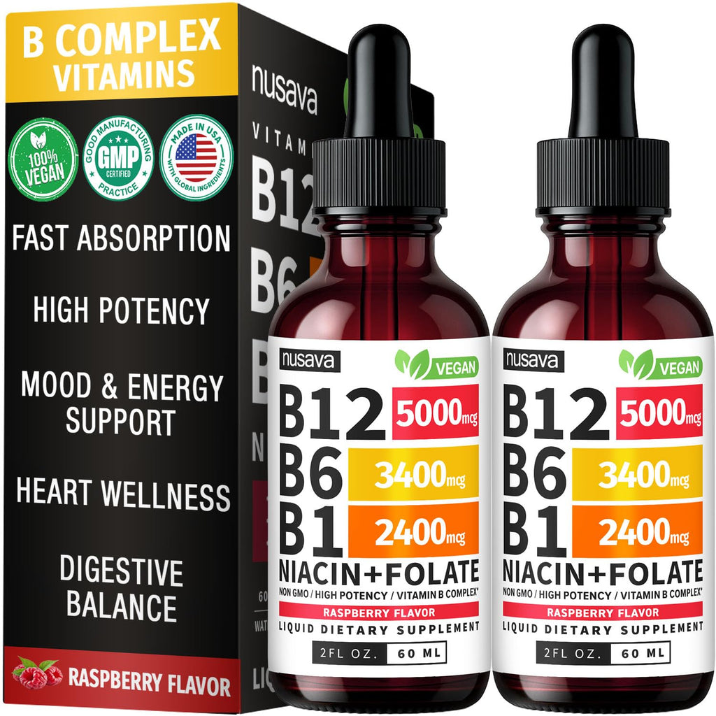 NUSAVA Vitamin B12 Liquid Drops | 5-in-1 Sublingual B Complex

