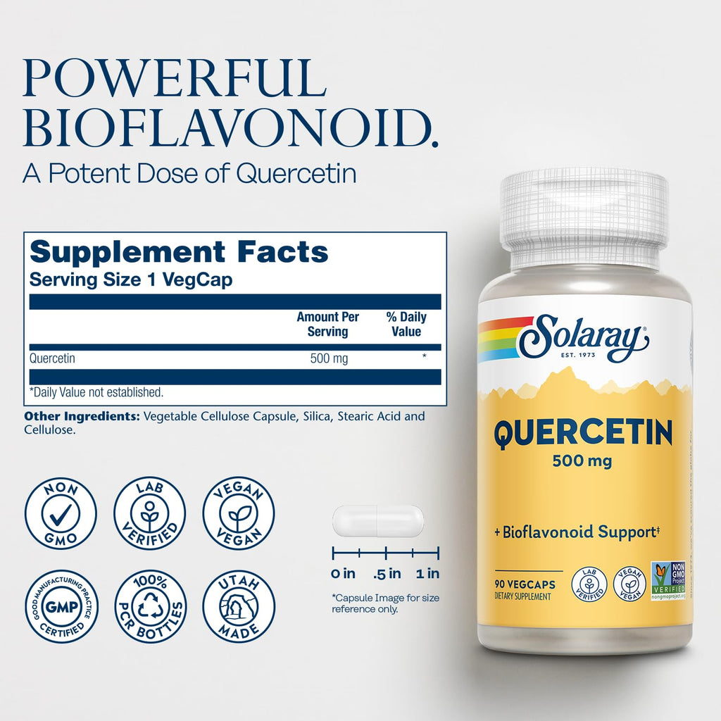Solaray Quercetin 500mg Capsules - Vegan Antioxidant Support

