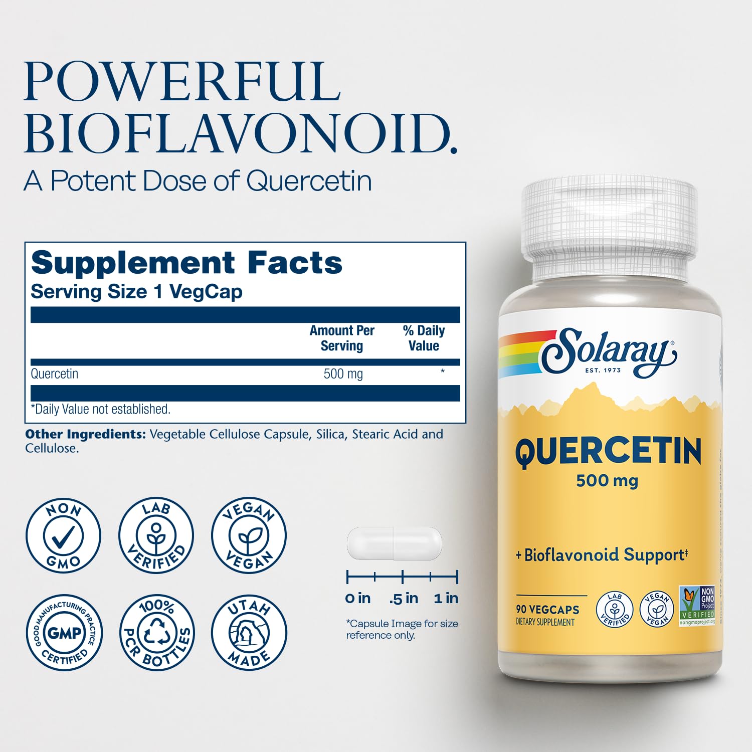 Solaray Quercetin 500mg Capsules - Vegan Antioxidant Support

