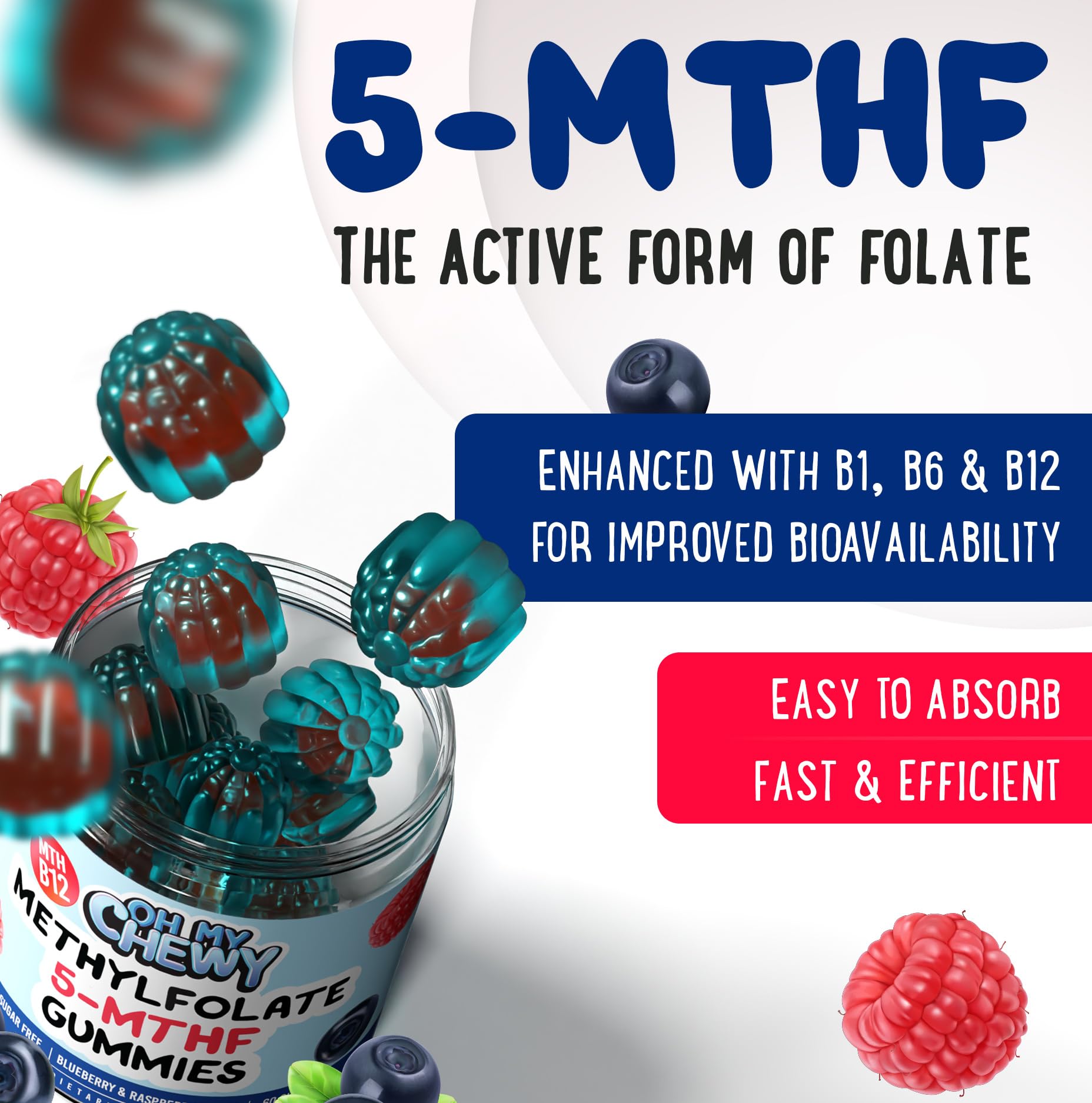 OH MY CHEWY 5-MTHF Folate Gummies – Sugar-Free B Complex

