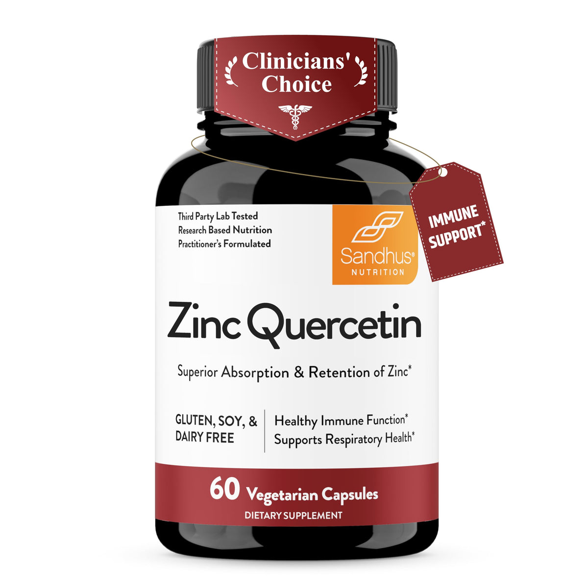 Sandhu's Zinc Quercetin Capsules - Immune Support, Vegetarian, USA Made