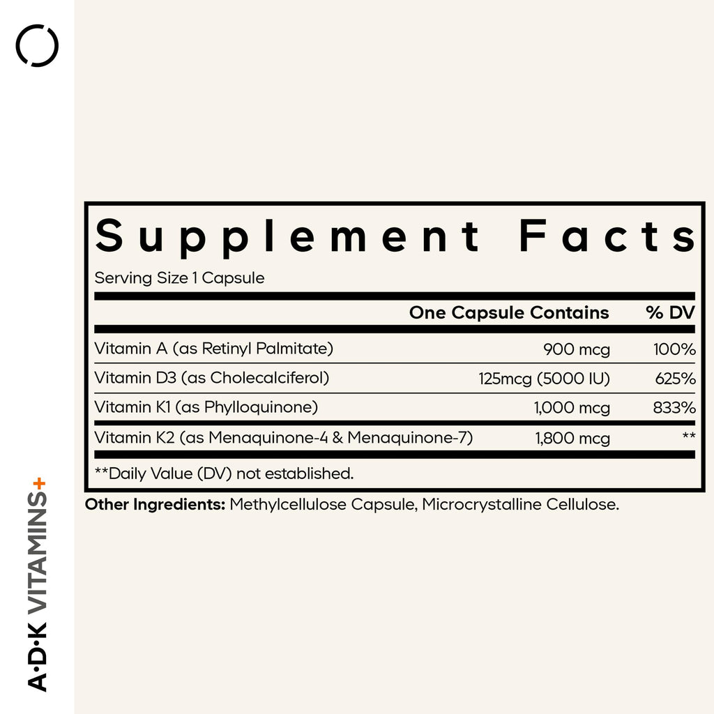 Codeage ADK Vitamins+ A D3 K1 K2 Fat-Soluble Multivitamin

