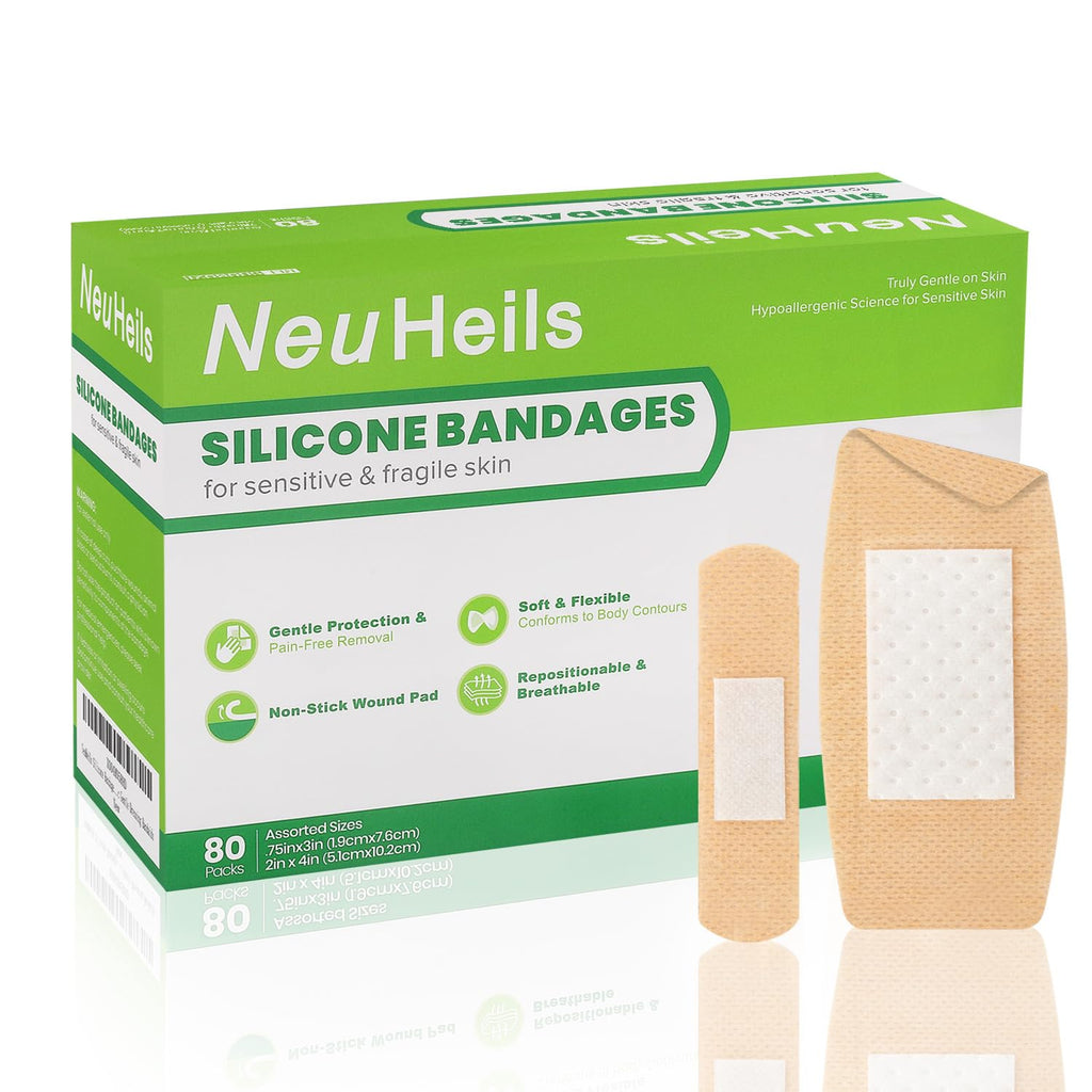 NeuHeils Silicone Bandages for Sensitive Skin - Hypoallergenic & Waterproof