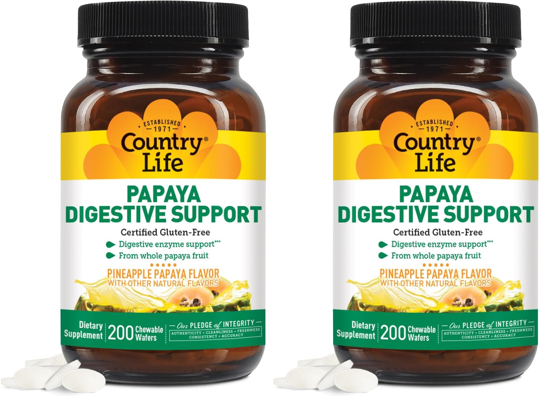 Country Life Papaya Digestive Support Chewable Wafers