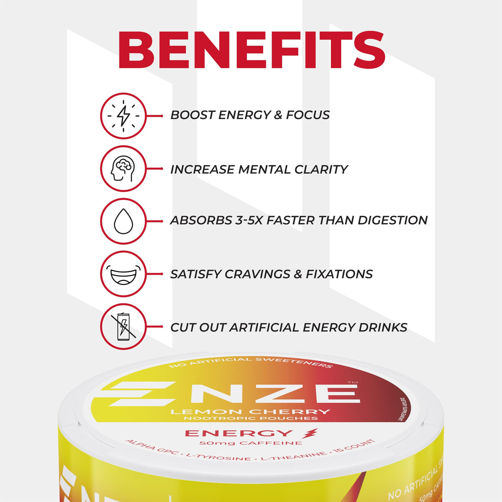 NZE Caffeine Nootropic Pouches - Energy & Focus

