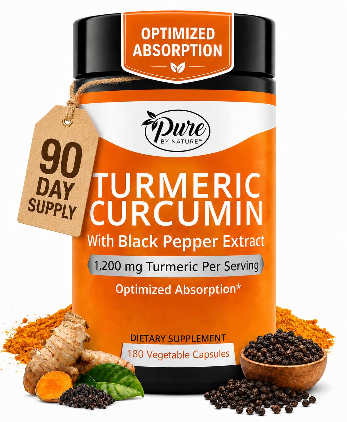Pure By Nature Turmeric Curcumin with Black Pepper Extract

