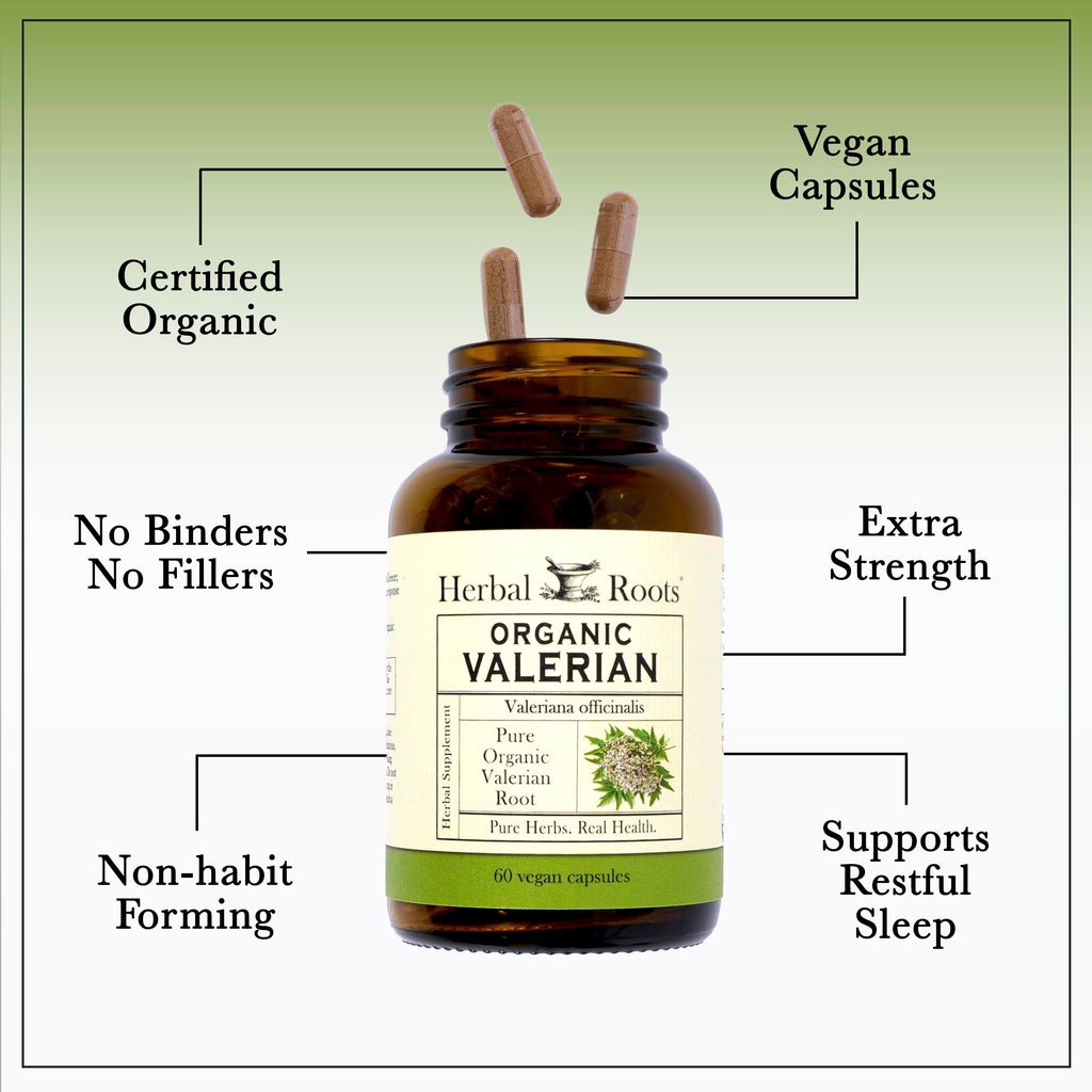 Herbal Roots Valerian Root Capsules - Organic Non-GMO

