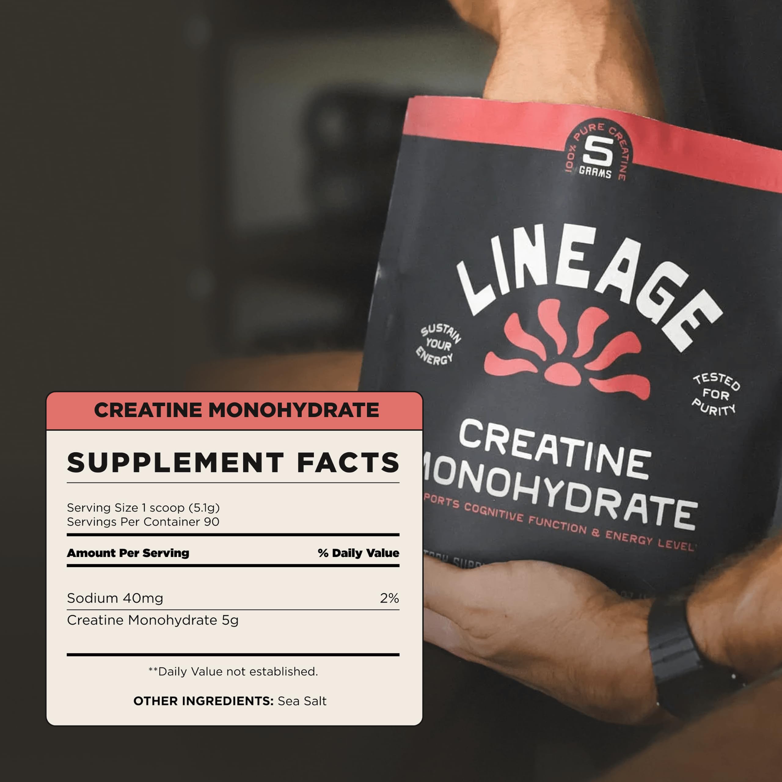 Lineage Provisions Creatine Monohydrate Micronized Sea Salt

