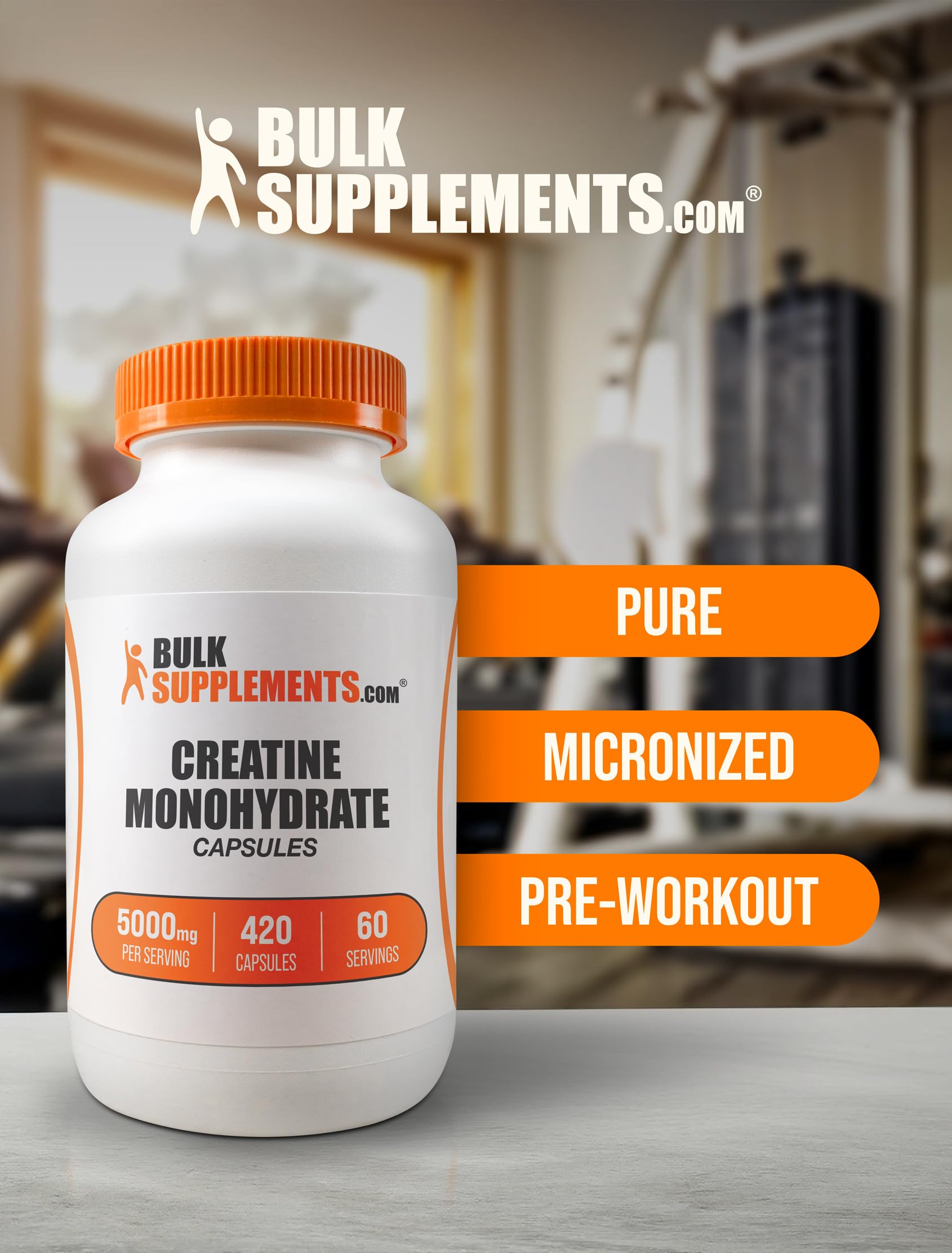 BulkSupplements Creatine Monohydrate Capsules 5000 mg

