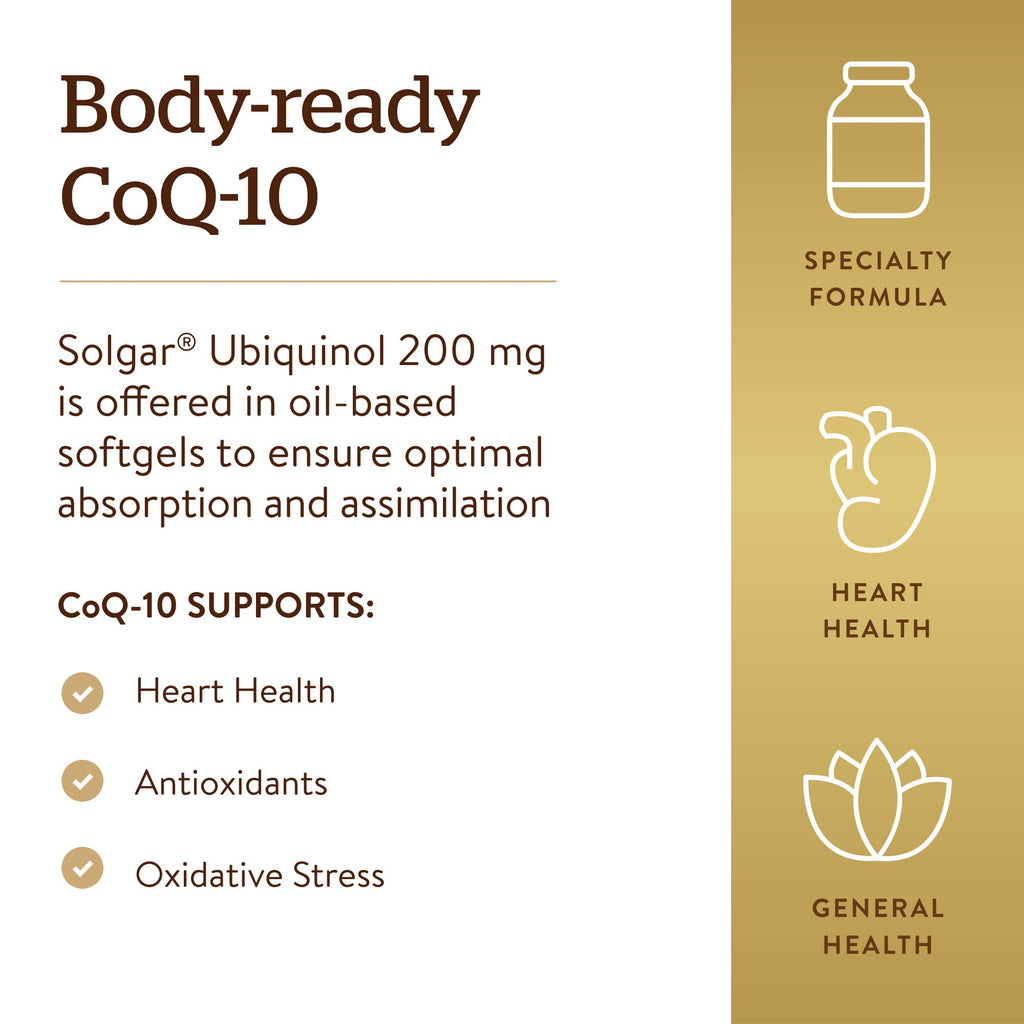 Solgar Ubiquinol 200 mg Softgels – CoQ10 Supplement

