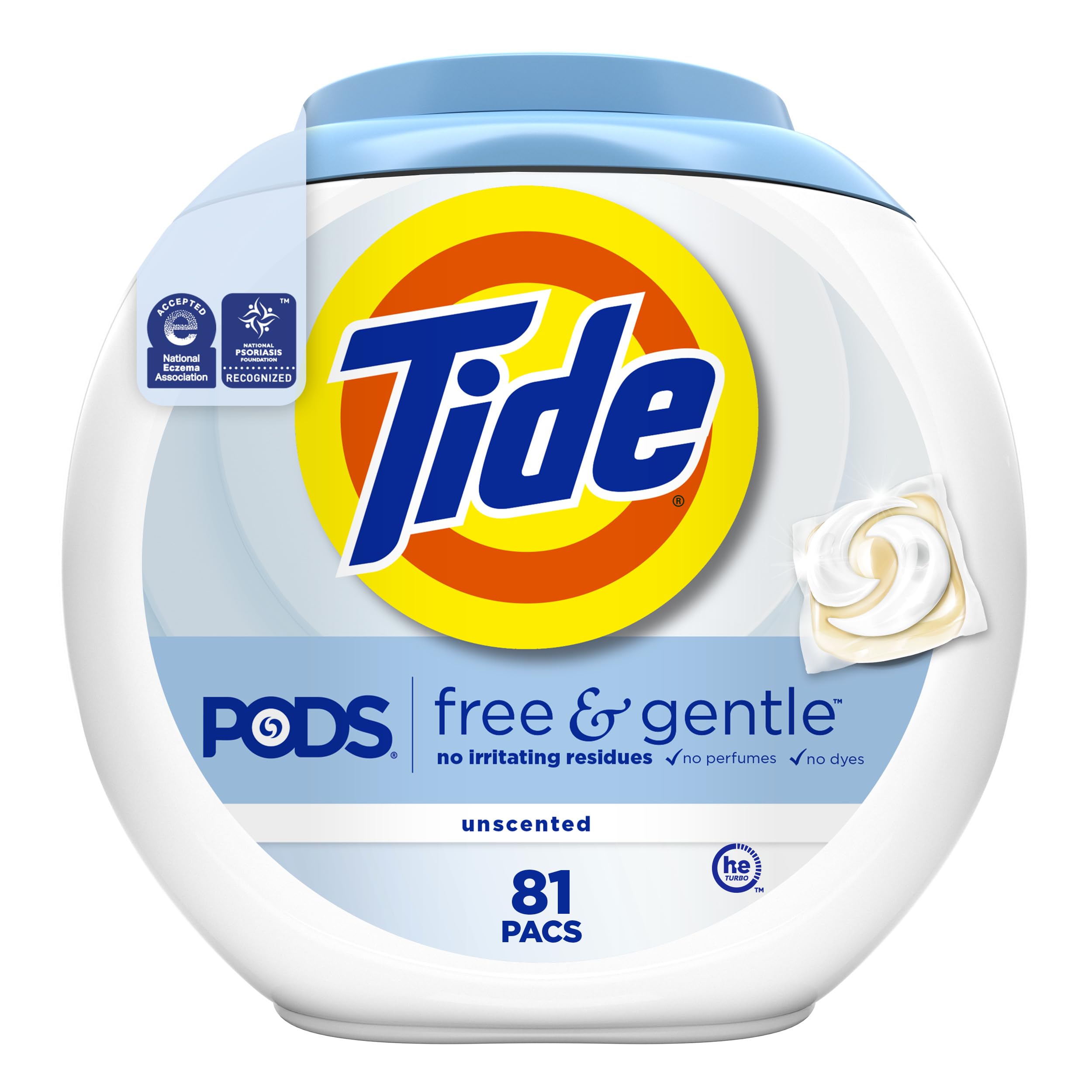 Tide PODS Free & Gentle Laundry Detergent Pods, Hypoallergenic