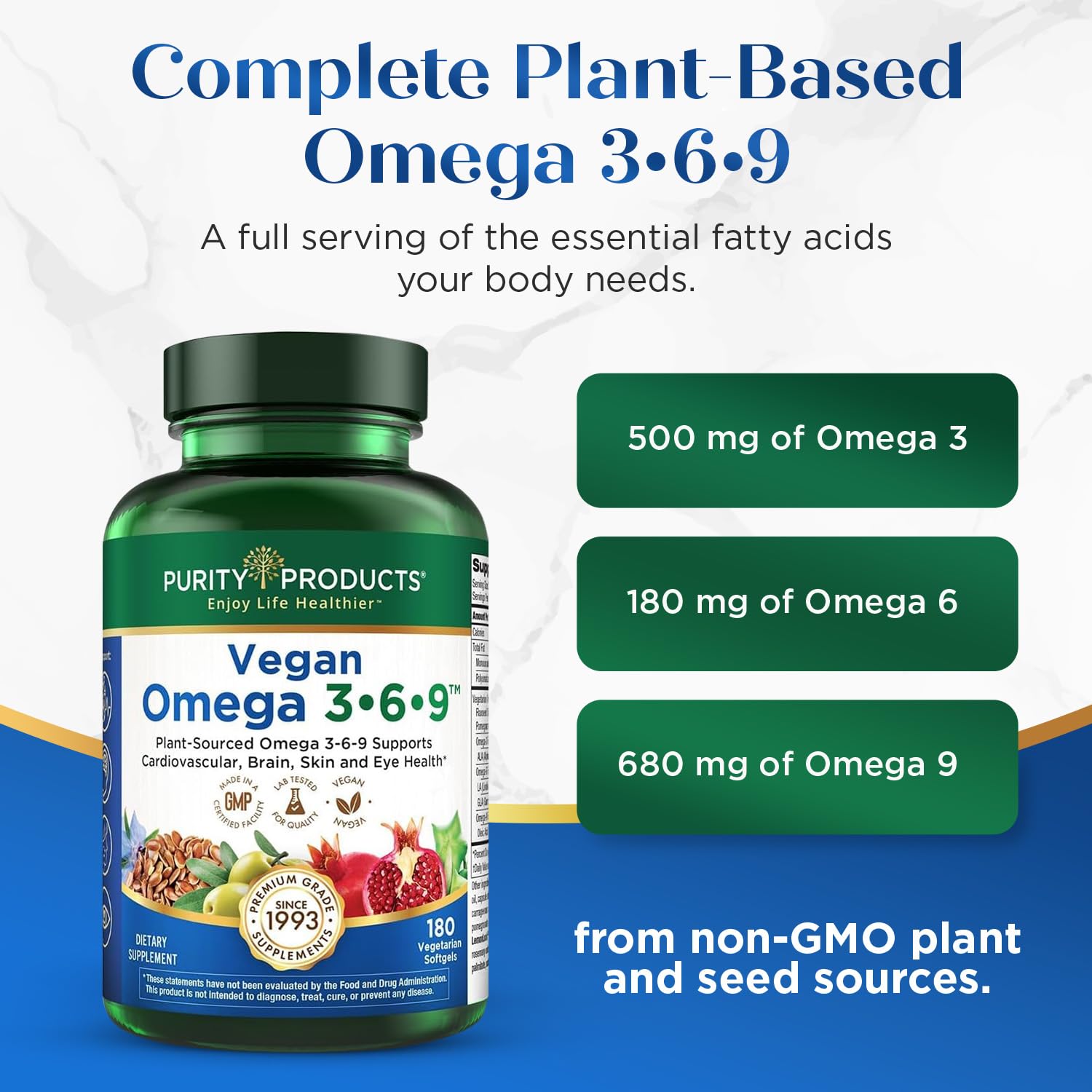 Purity Vegan Omega Three Six Nine Five-in-One Fatty Acids

