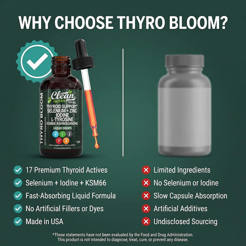 Clean Nutra ThyroBloom Thyroid Support for Women Liquid Drops

