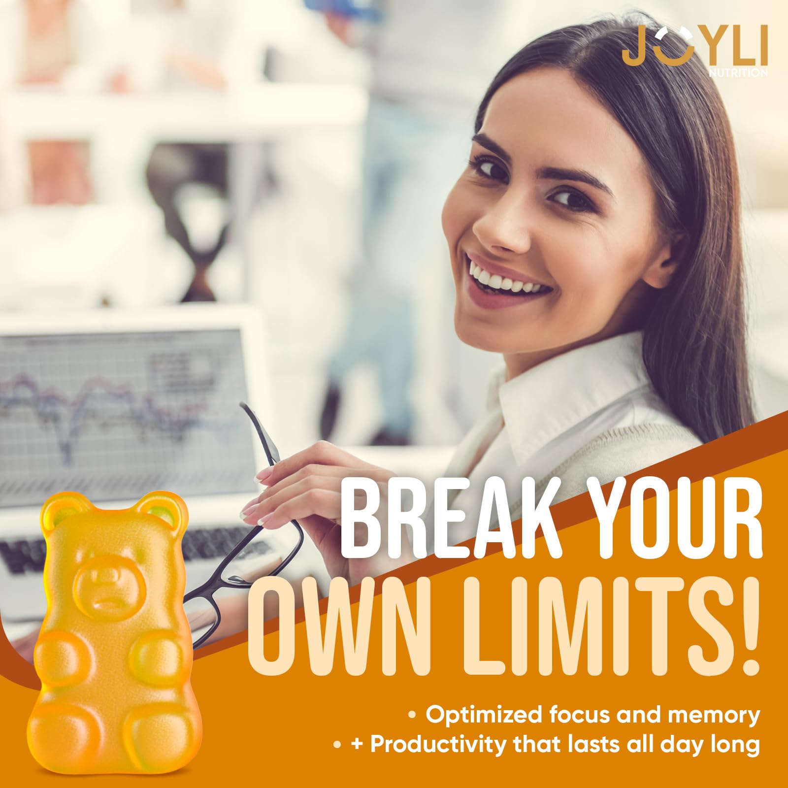 Joyli L Tyrosine Gummies 1000mg - Vegan Gluten-Free Focus

