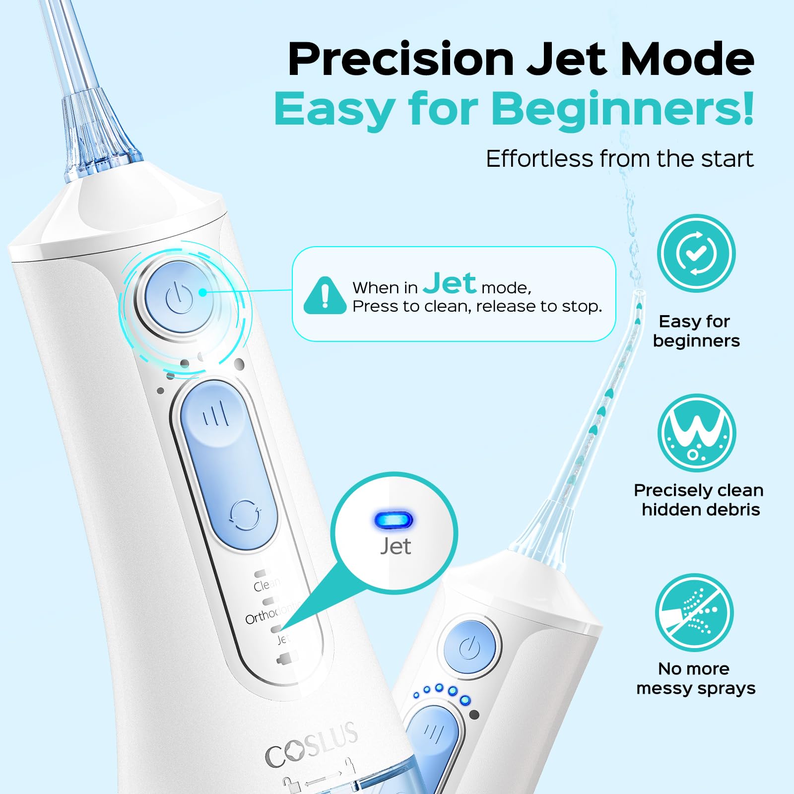 COSLUS C51 Portable Water Flosser - 3 Modes & 6 Settings

