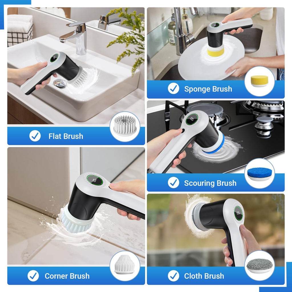 PUFTEM Cordless Electric Spin Scrubber Replaceable Heads

