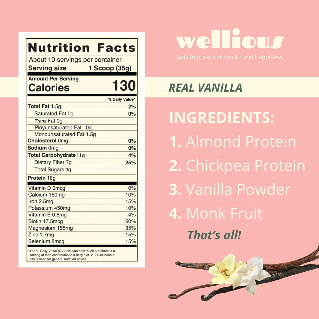 Wellious Almond Protein Powder - Plant-Based Protein


