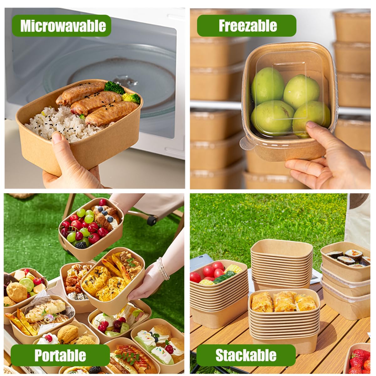 Disposable Meal Prep Containers with Lids and Forks

