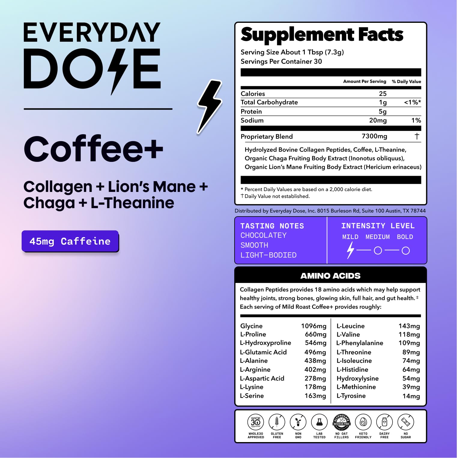 Everyday Dose Adaptogenic Mushroom Coffee with Collagen

