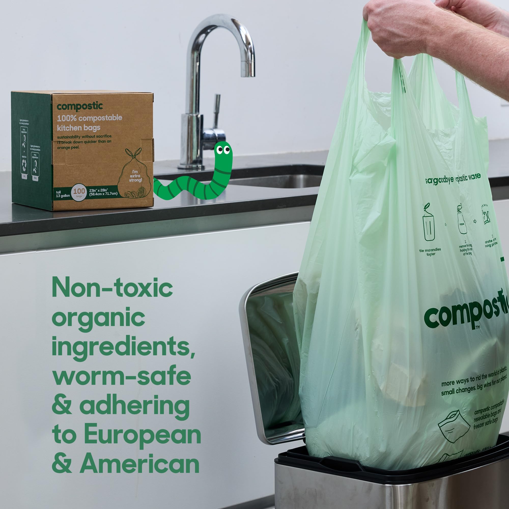 Compostic Compostable Trash Bags Extra Strong Plant-Based

