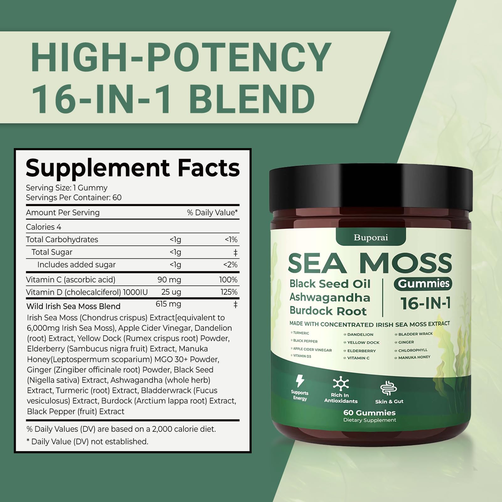 Sea Moss Gummies with Bladderwrack – Immune & Digestion

