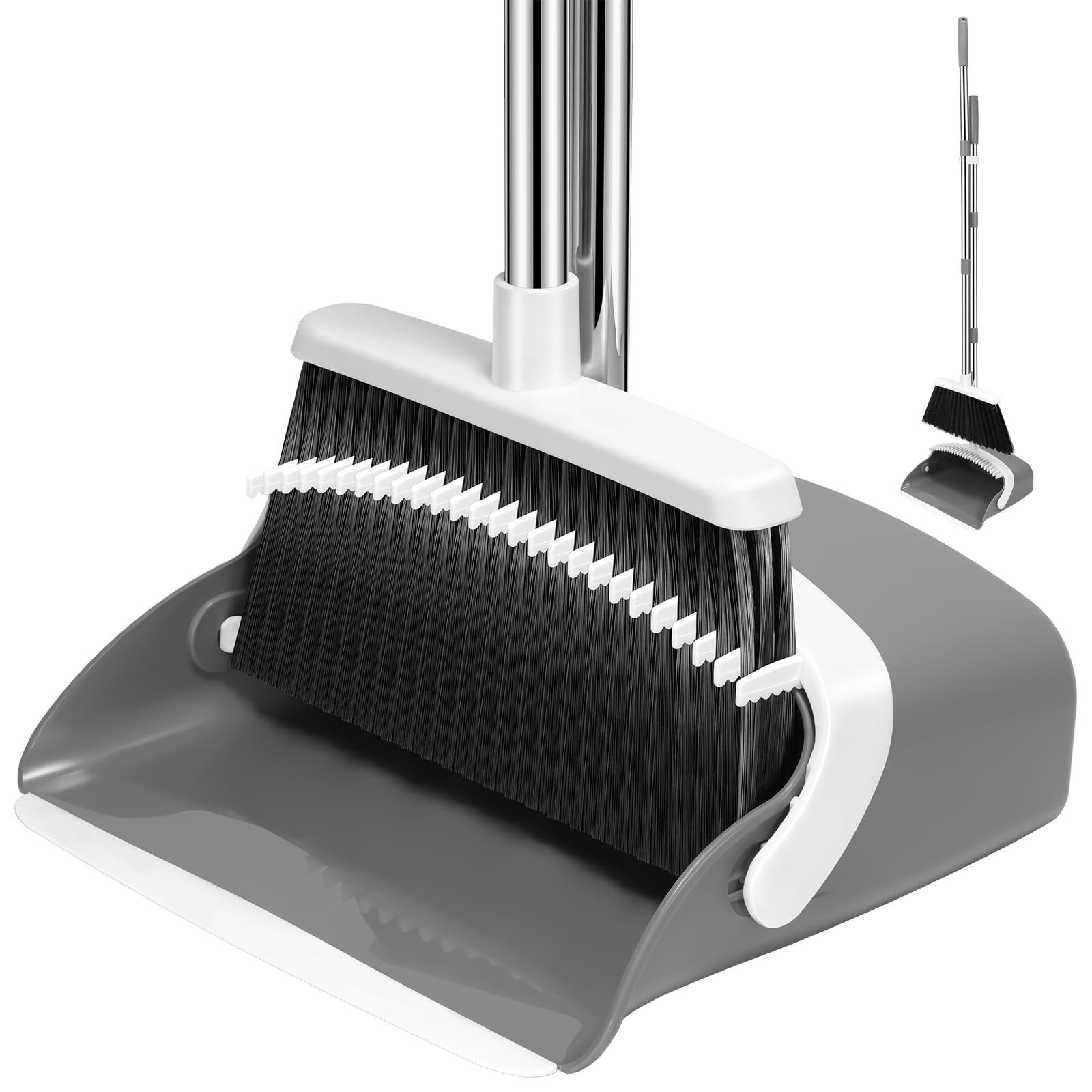 NACENA Broom and Dustpan Set with 52-in Adjustable Handle for Home Kitchen Office