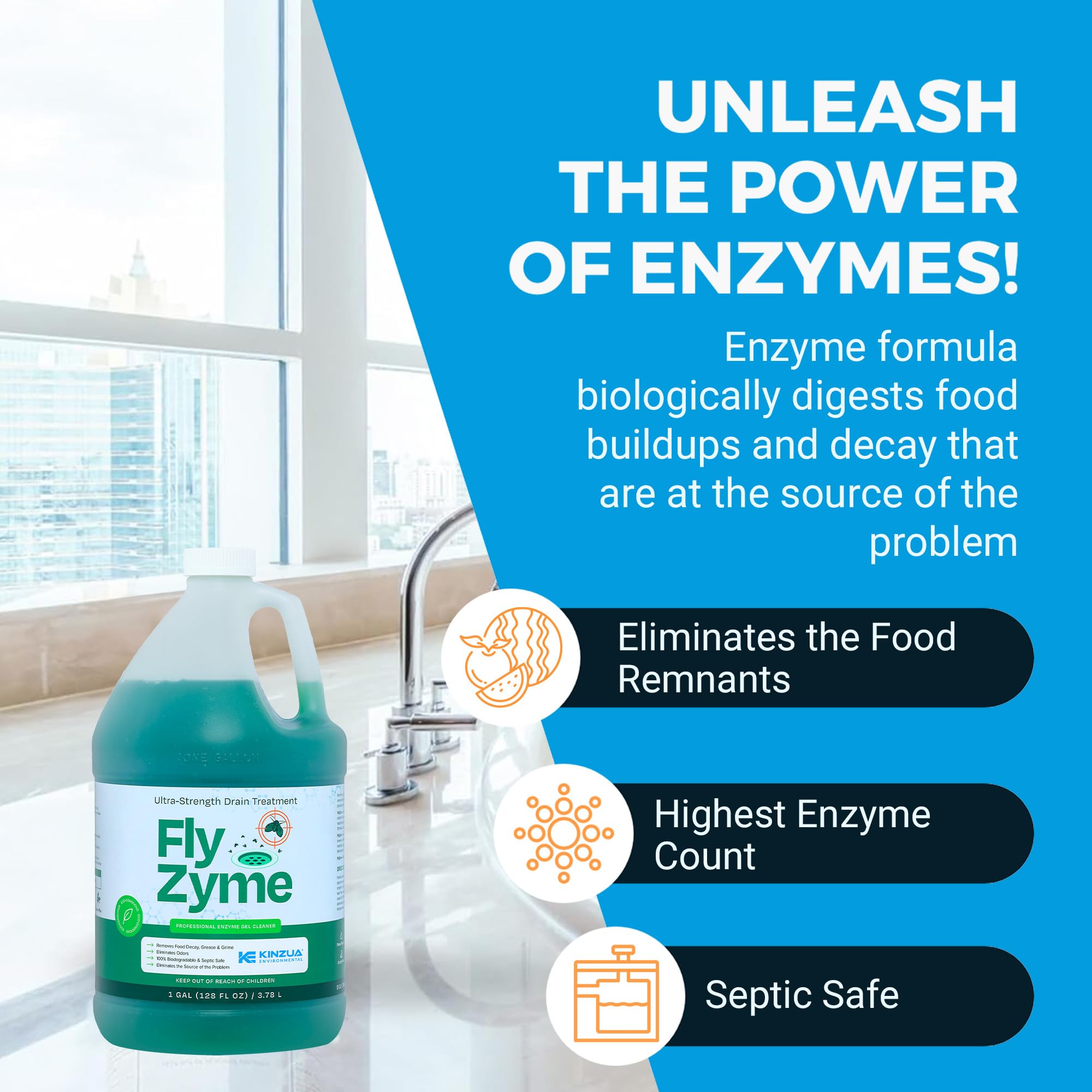 Fly-Zyme Enzyme Drain Cleaner Gel for Pipes & Fruit Flies

