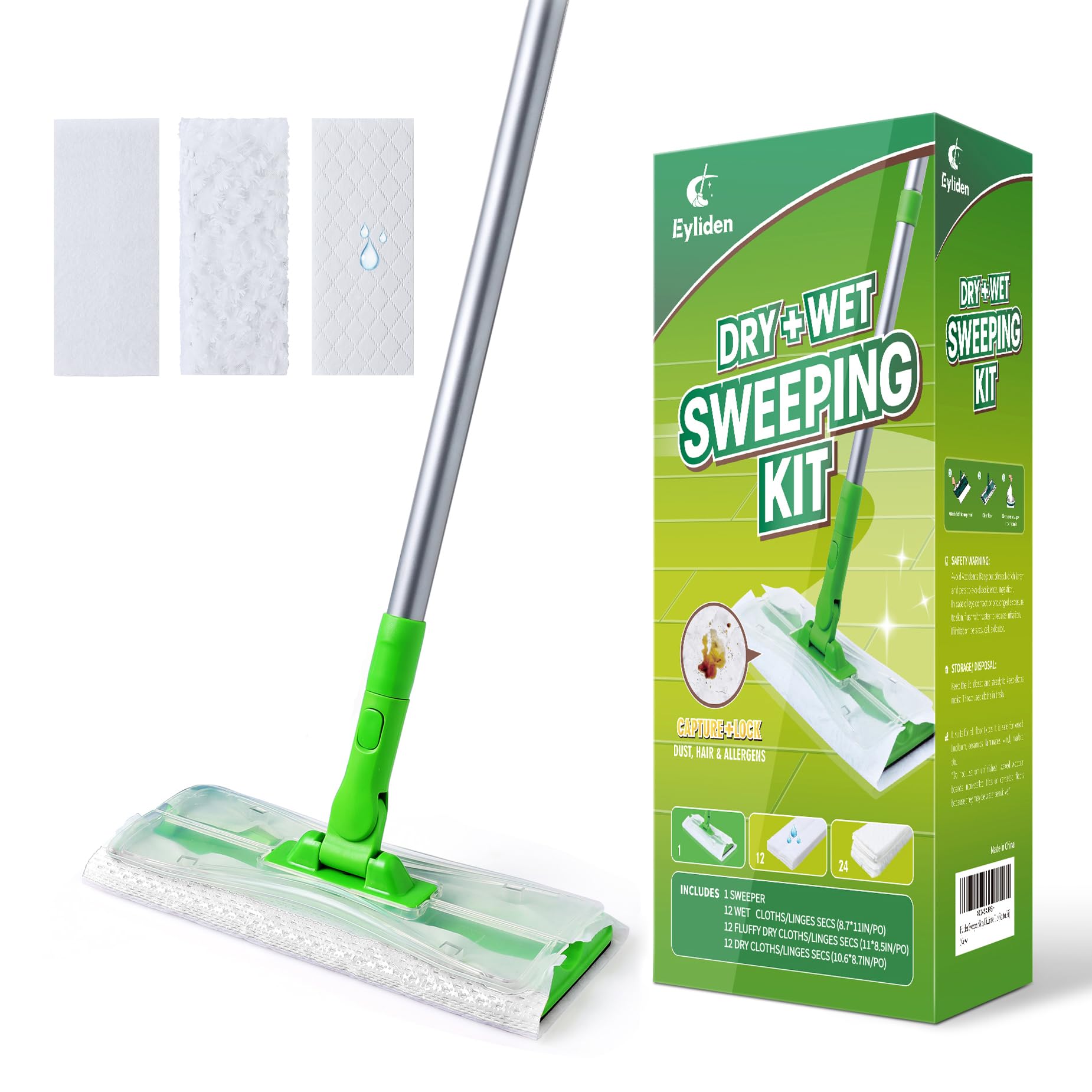 Eyliden Sweeper Mop Starter Kit with Disposable Cloths

