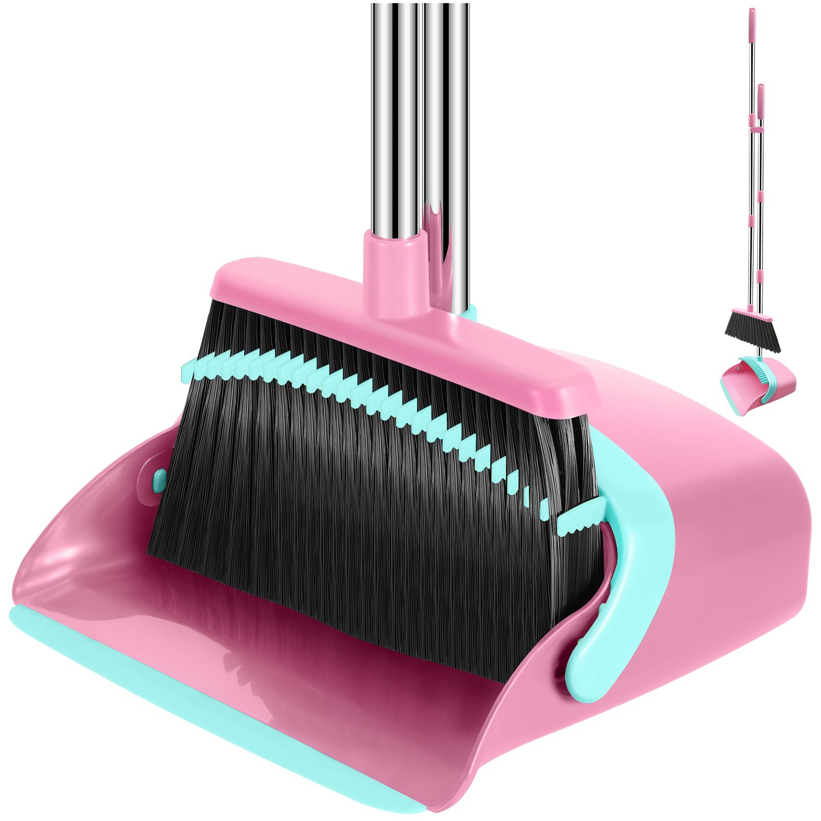 NACENA Broom and Dustpan Set with 52-in Adjustable Handle for Home Kitchen Office
