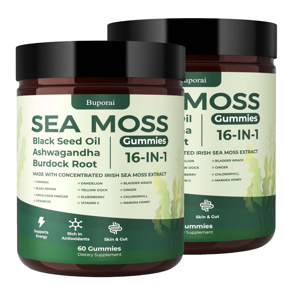 Sea Moss Gummies with Bladderwrack and 16 Botanicals for Immune & Digestive Support