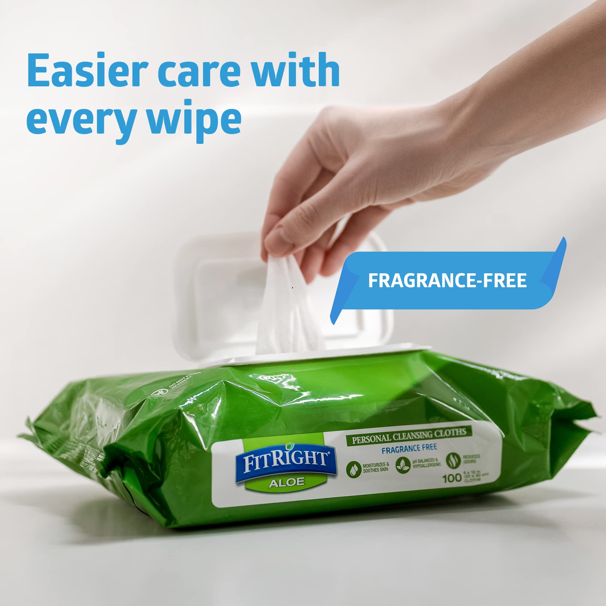 FitRight Aloe Personal Cleansing Wipes for Adults

