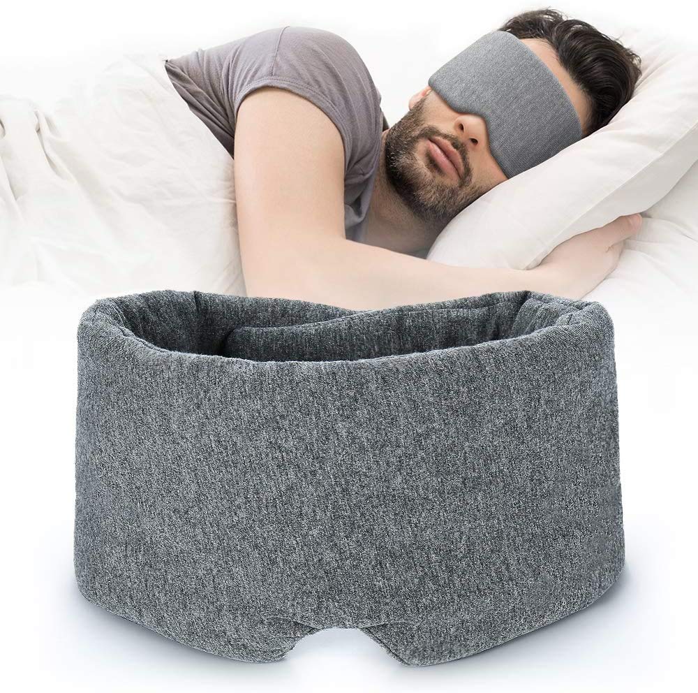 FRESHME Cotton Sleep Eye Mask - Blackout, Adjustable Velcro Strap