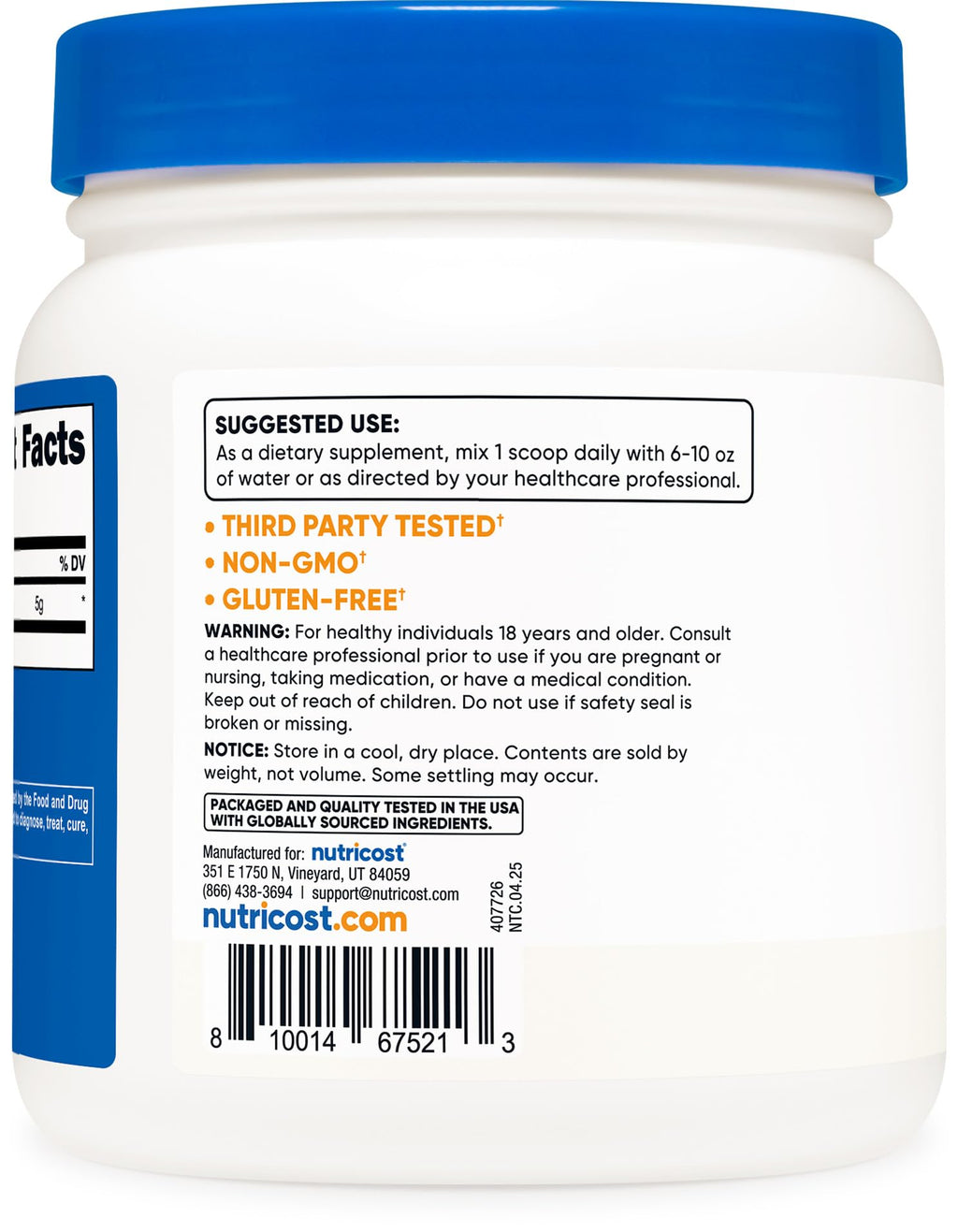 Nutricost L-Glutamine Powder - Unflavored

