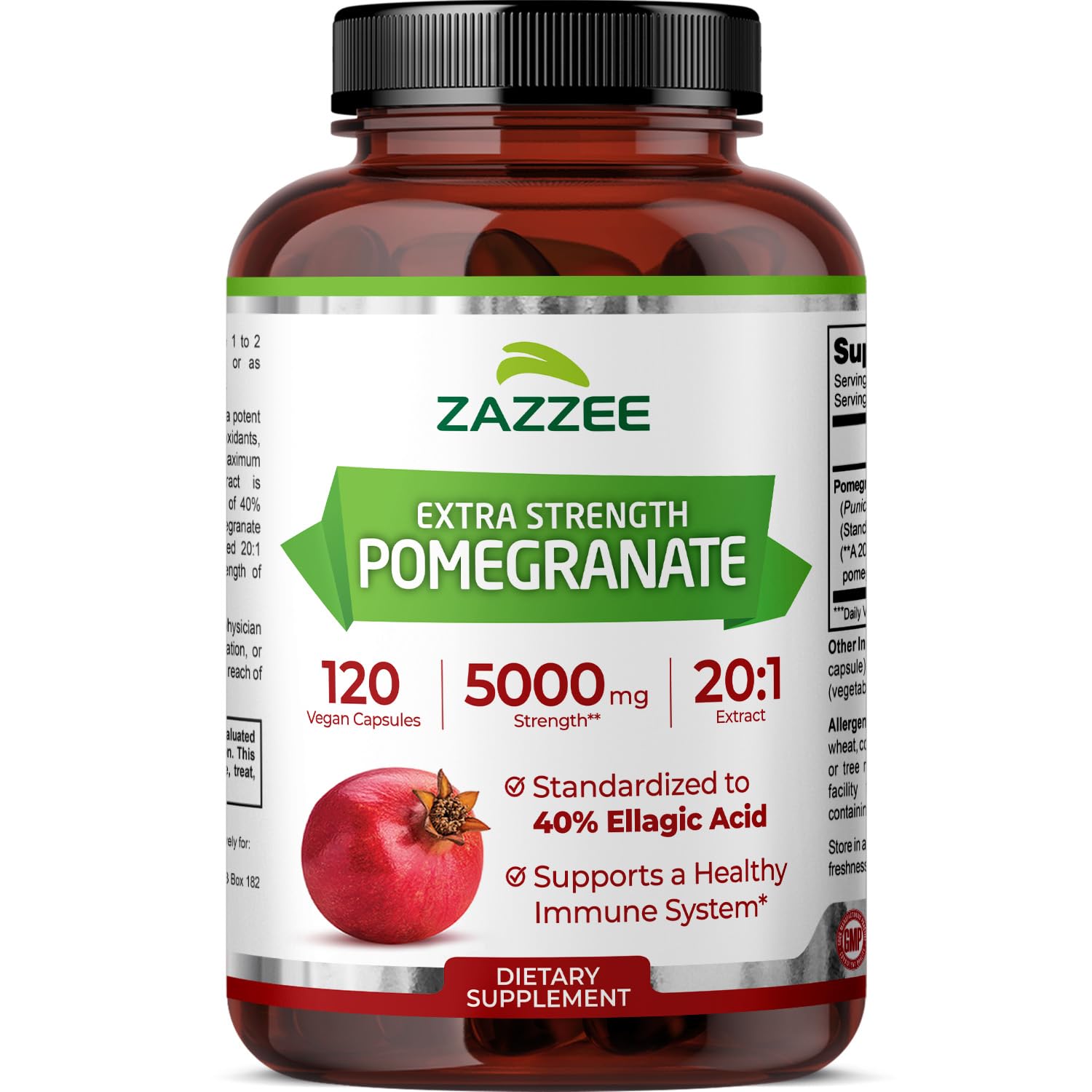 Zazzee Pomegranate Extract Vegan Non-GMO USA

