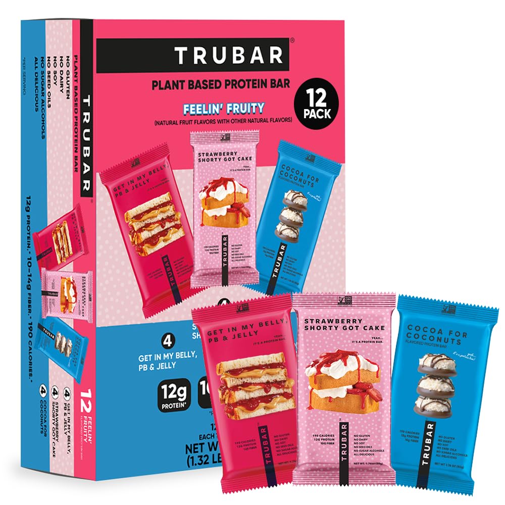 TRUBAR Vegan Protein Bars Plant-Based Gluten Free Dairy Free Snack
