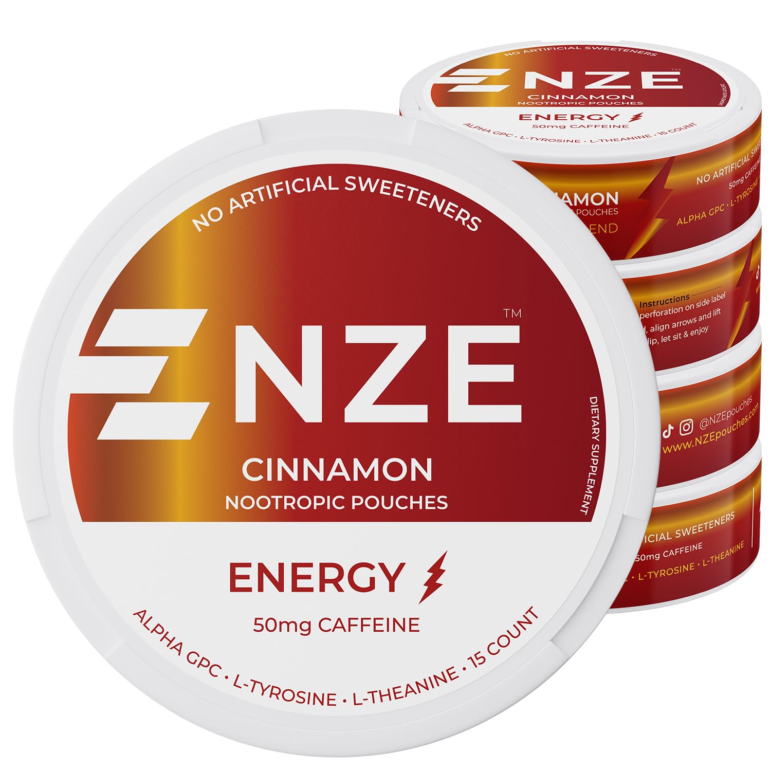 NZE Caffeine Nootropic Pouches - Sugar-Free Energy & Focus