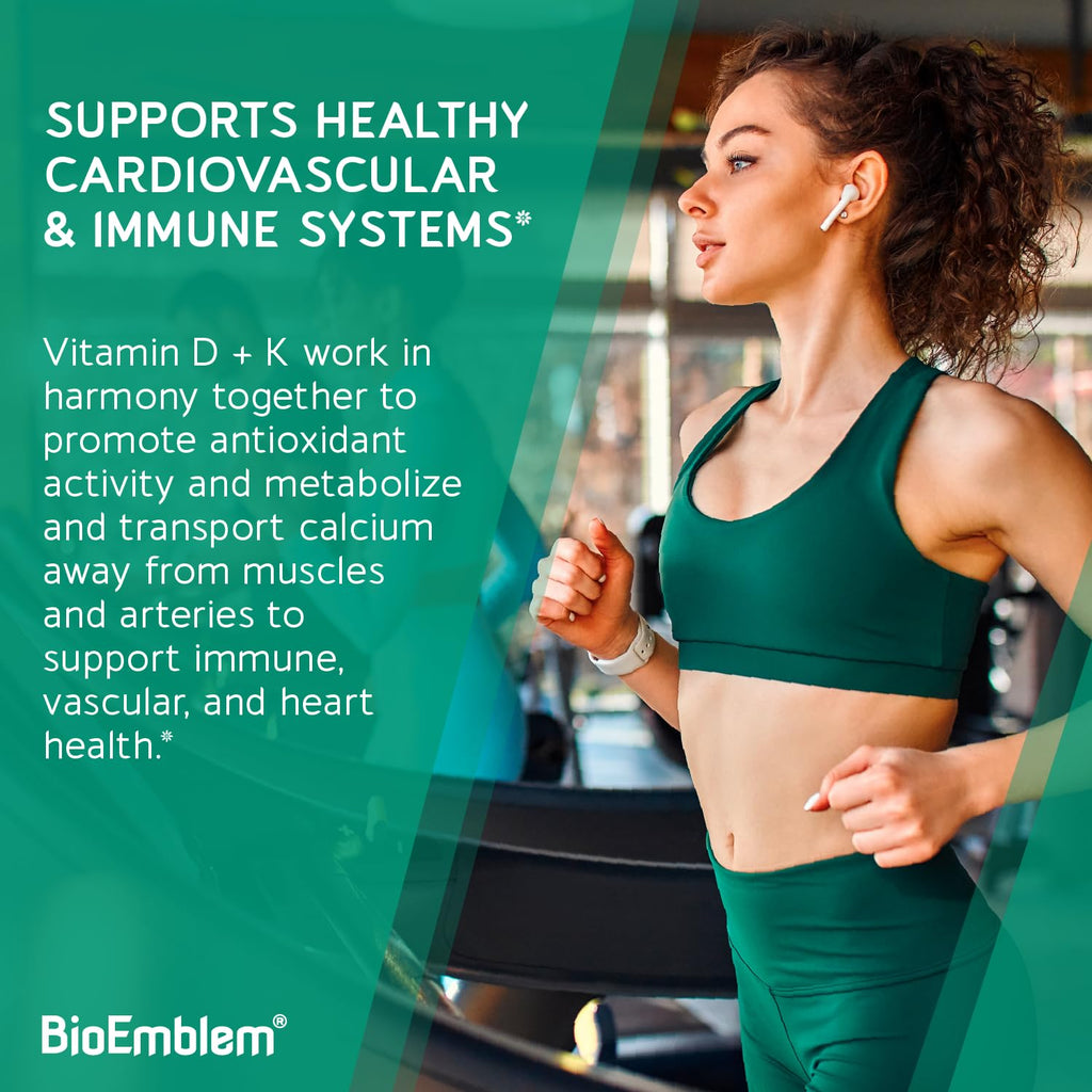 BioEmblem Vitamin D and K Supplement - Vegetarian, Non-GMO

