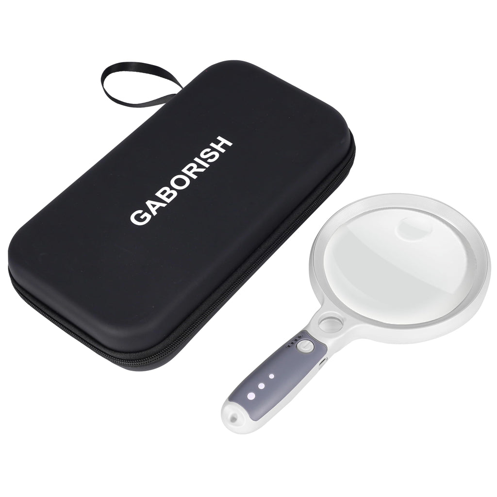 5.2-Inch Lighted Magnifying Glass with Rechargeable Battery for Reading