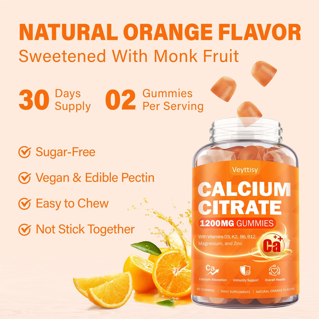 Calcium Citrate Gummies with Vitamin D3 - 1200 mg Calcium

